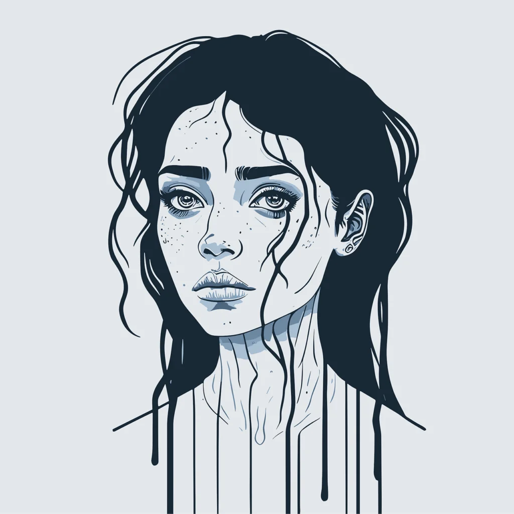 Graphic illustration of a woman with tears on her face, symbolizing the impact of emotional abuse and the hope for healing through hypnotherapy.