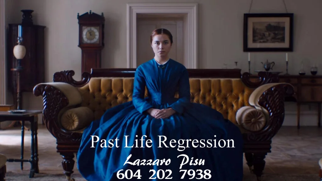Woman seated on a couch during a past life regression session at Natural Healing Clinic