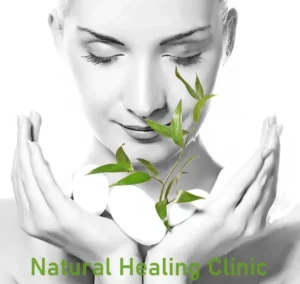 Woman with closed eyes, used as a wellness illustration for Natural Healing Clinic.
